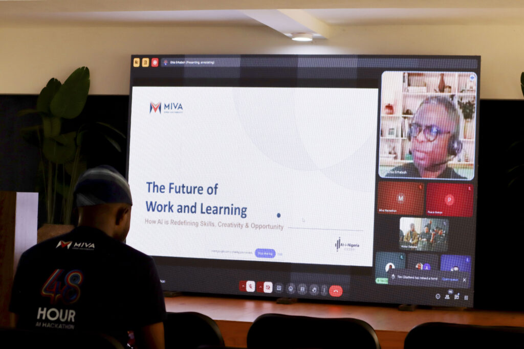 Ehia Erhuboh, co-founder of AI in Nigeria, during his workshop on "The Future of Work and Learning".